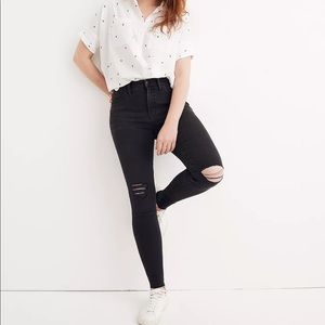 Madewell 9 Inch High Rise Ripped Skinny Jeans